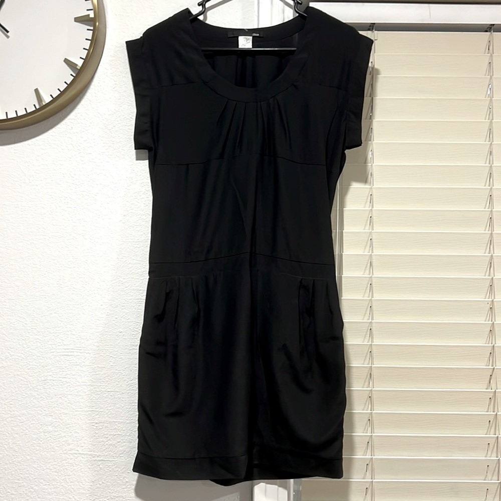 Black cinched dress with pockets